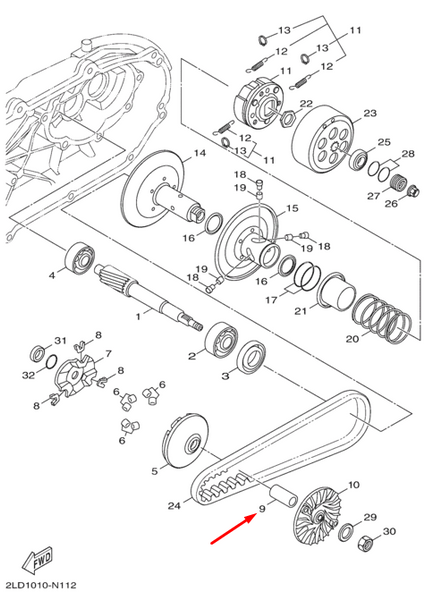 Палец переднего вариатора 1DK-E7674-10 Yamaha  1DK-E7674-10 фото