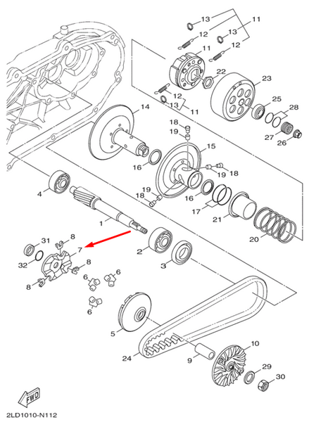 Паук переднего вариатора Yamaha XC155 SMax Majesty S 1DK-E7623-00 1DK-E7623-00 фото