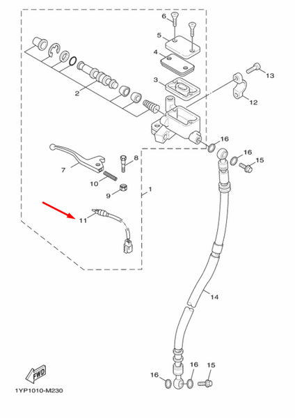 Переключатель переднего тормоза 1MS-H3980-01 Yamaha XC125SR Cygnus X 1MS-H3980-01 фото